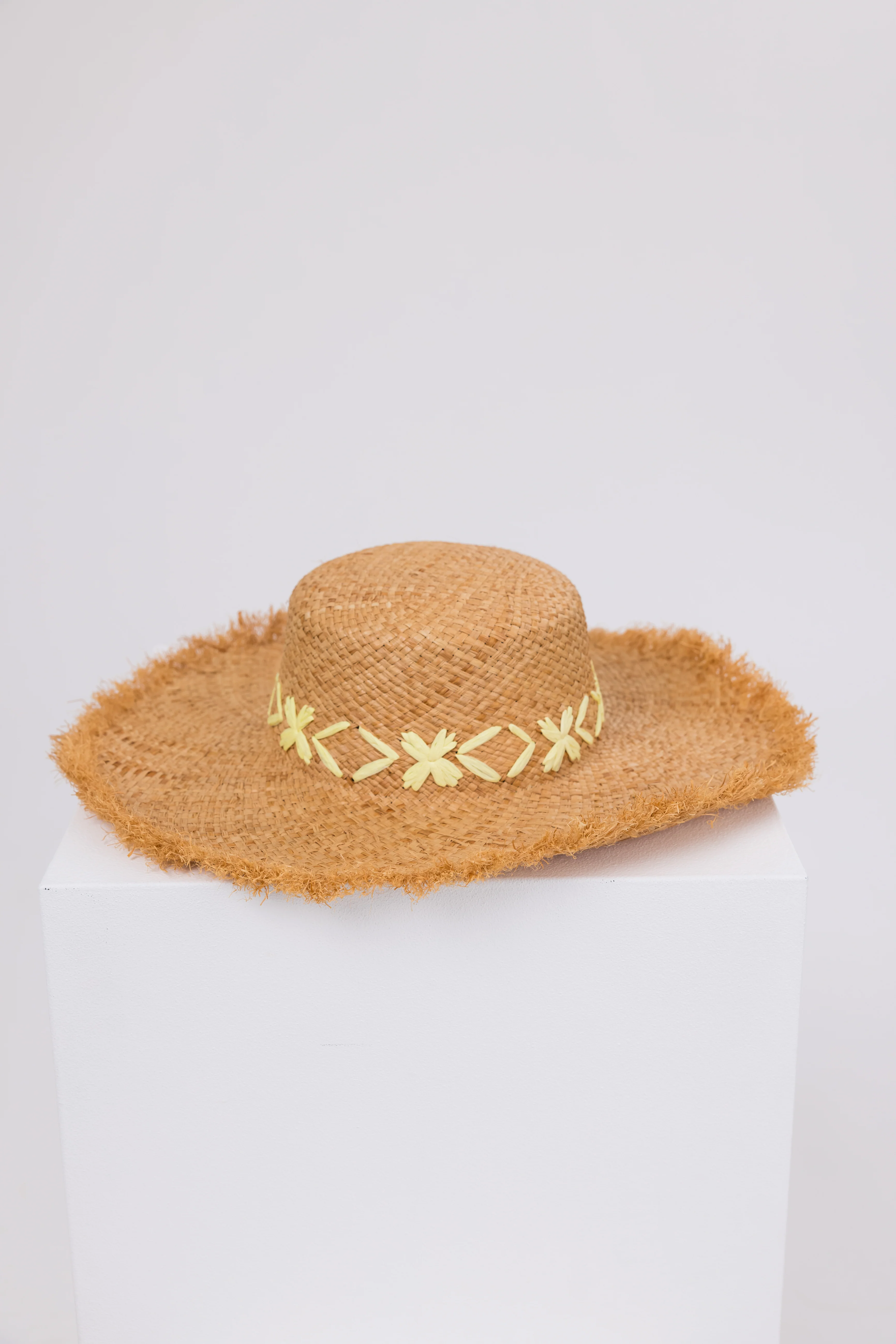 Natural Raffia Sun Hat with Yellow Details - LD SALE