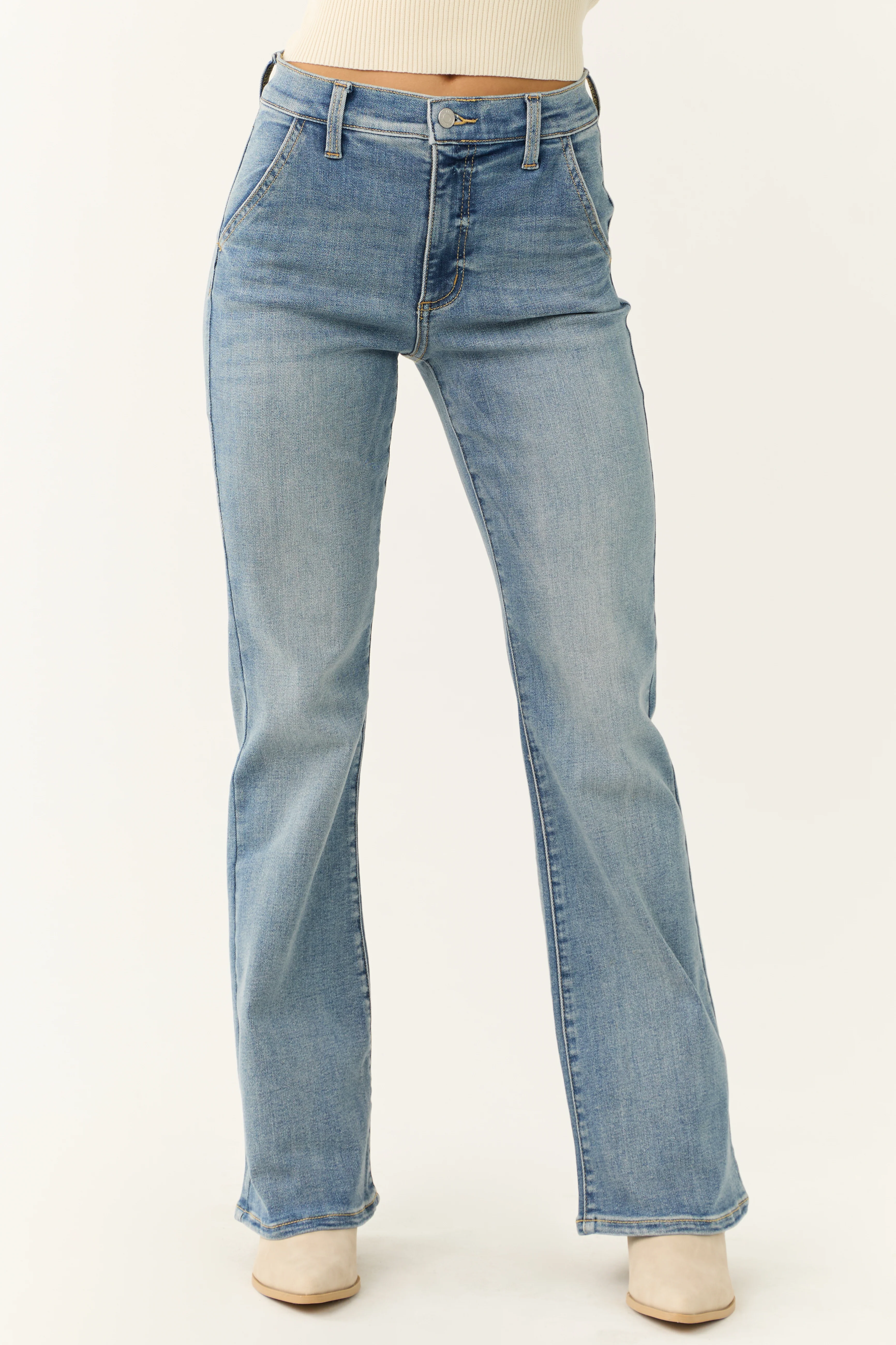 Sneak Peek Medium Wash Bootcut Leg Jeans - LD SALE