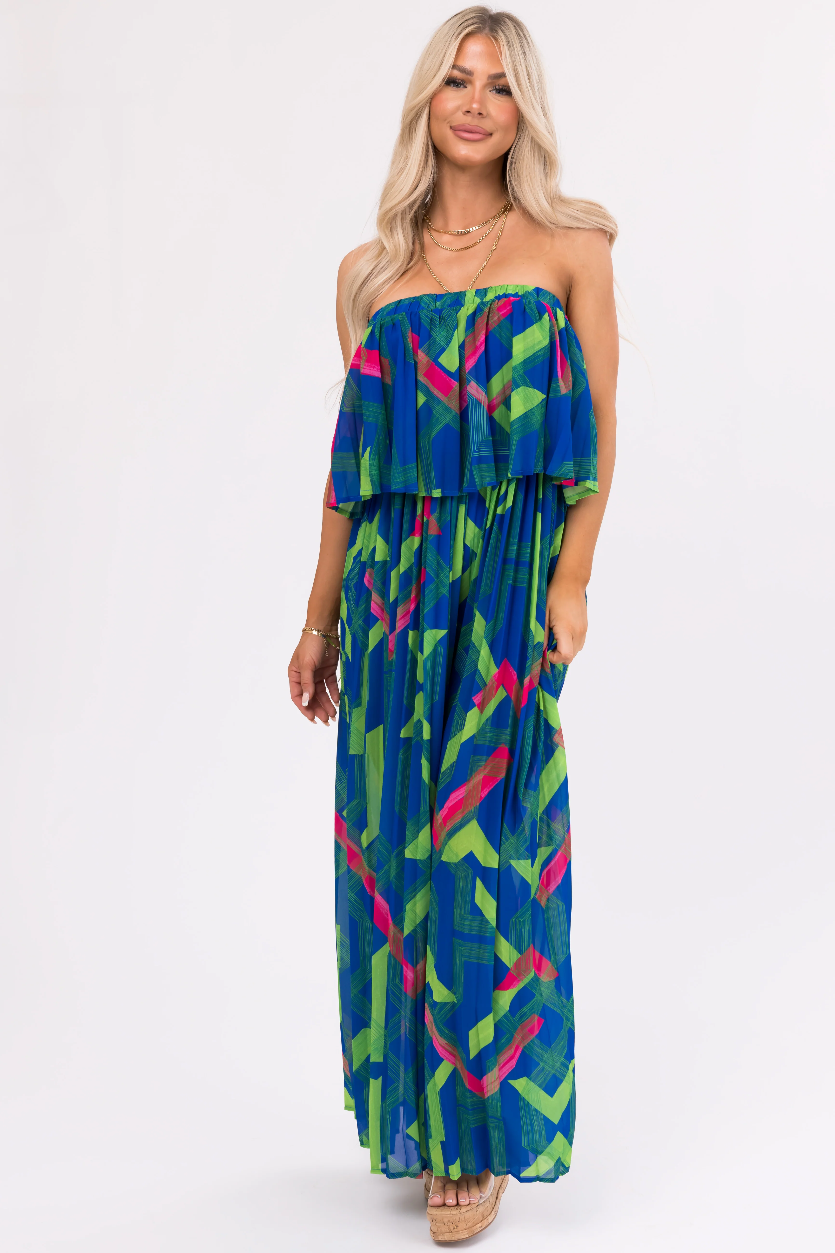 Flying Tomato Royal Blue Strapless Jumpsuit - LD SALE