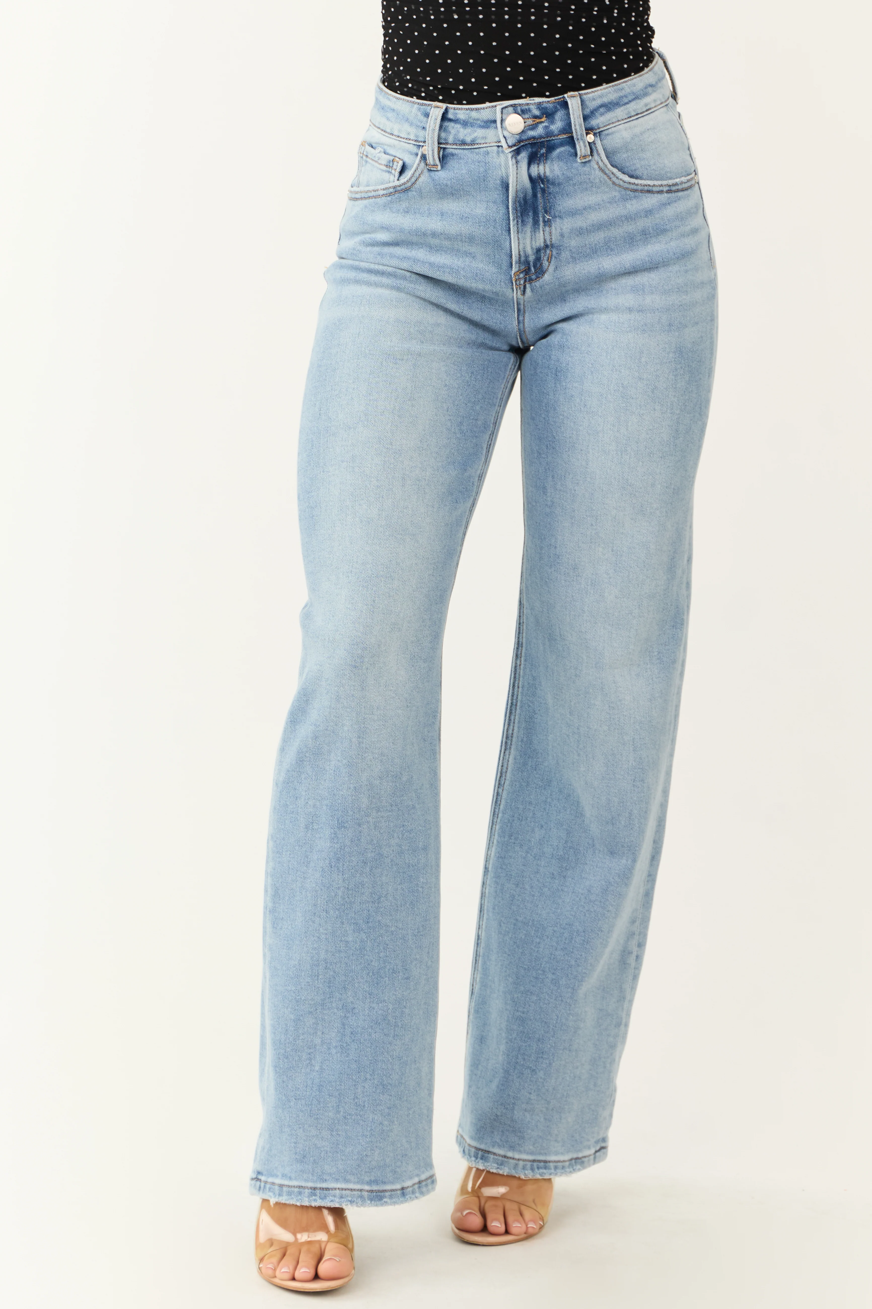 Risen Medium Wash High Rise Straight Jeans - LD SALE