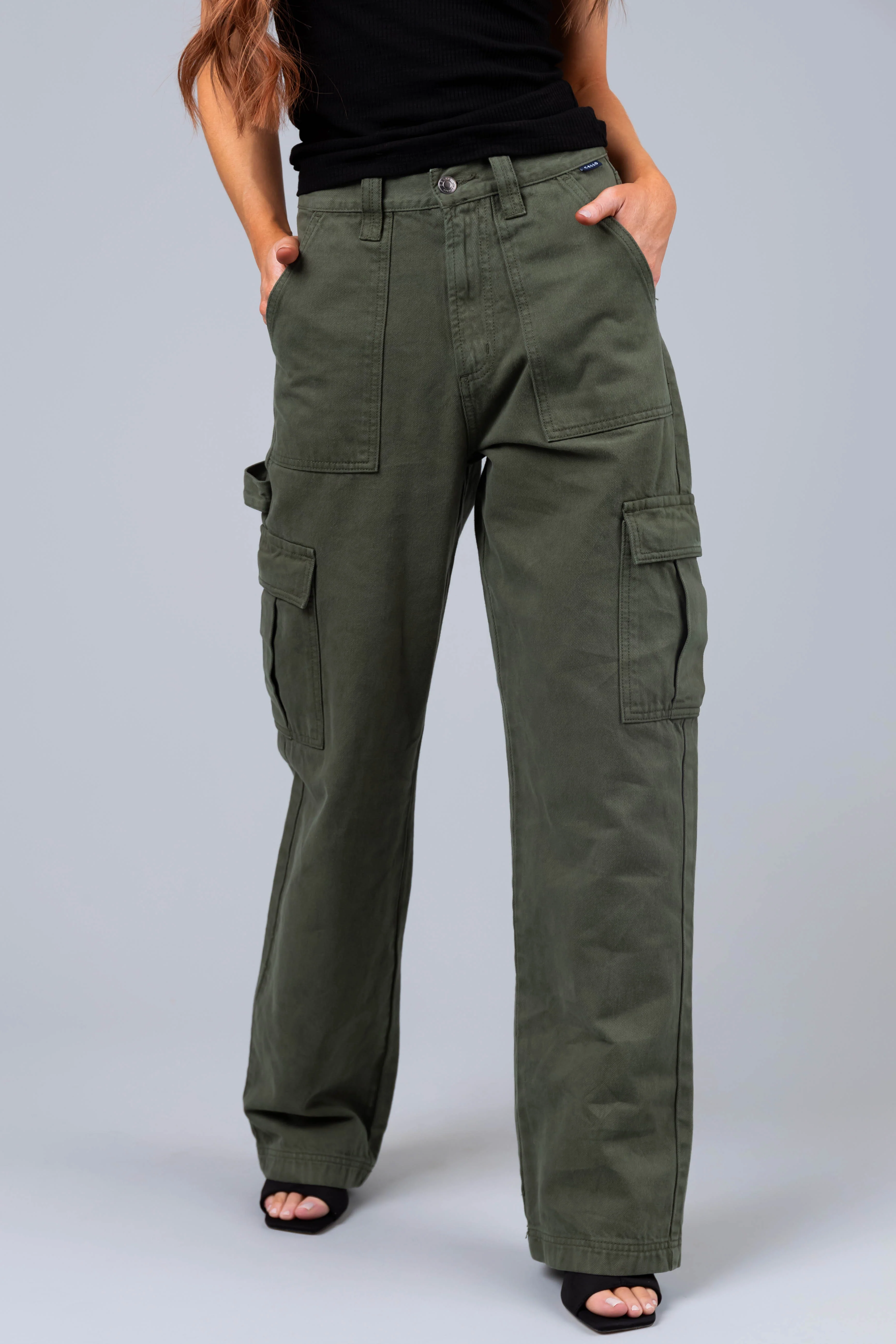 Cello Army Green High Rise Carpenter Jeans - LD SALE