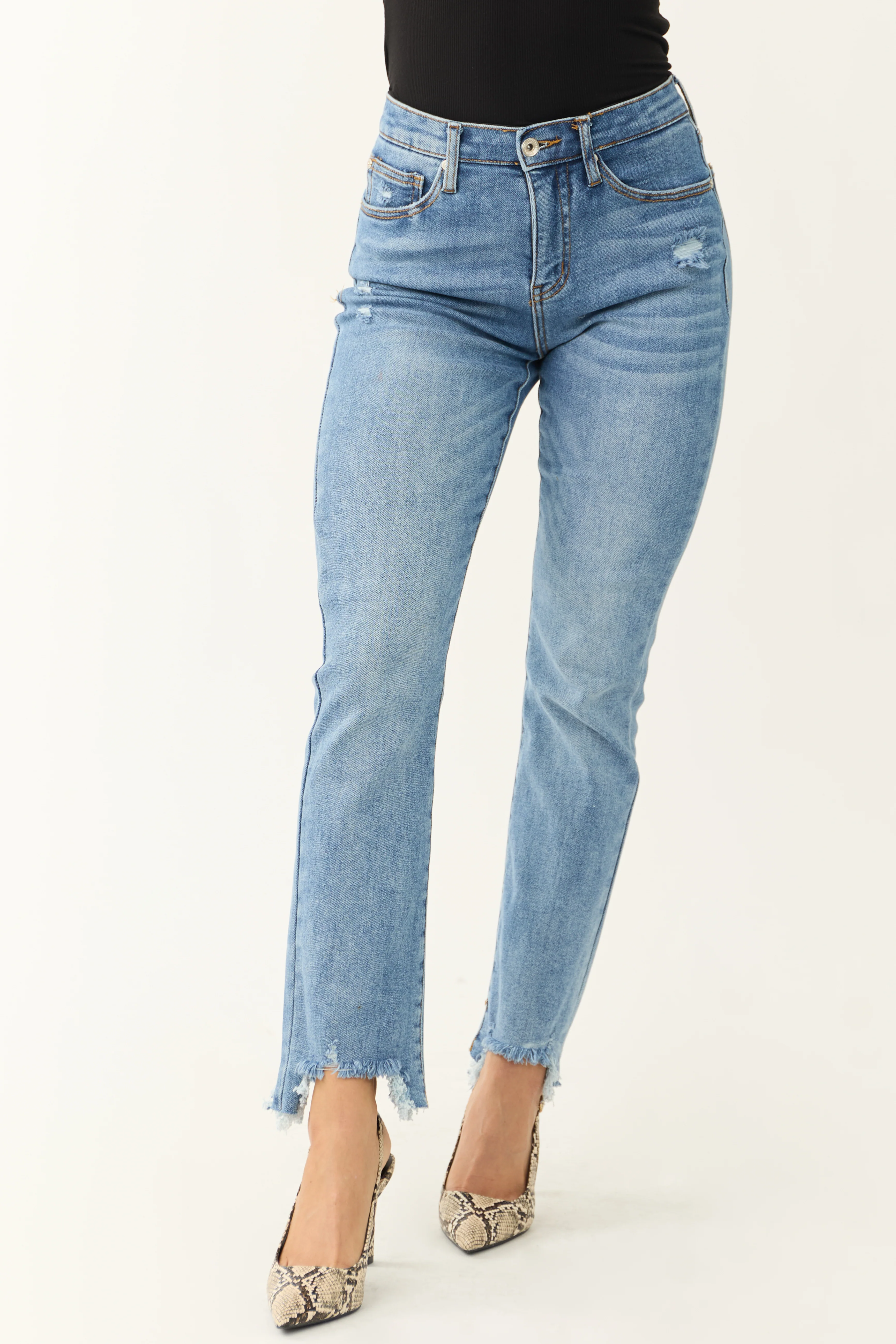 Special A Medium Wash Tummy Control Straight Jeans - LD SALE