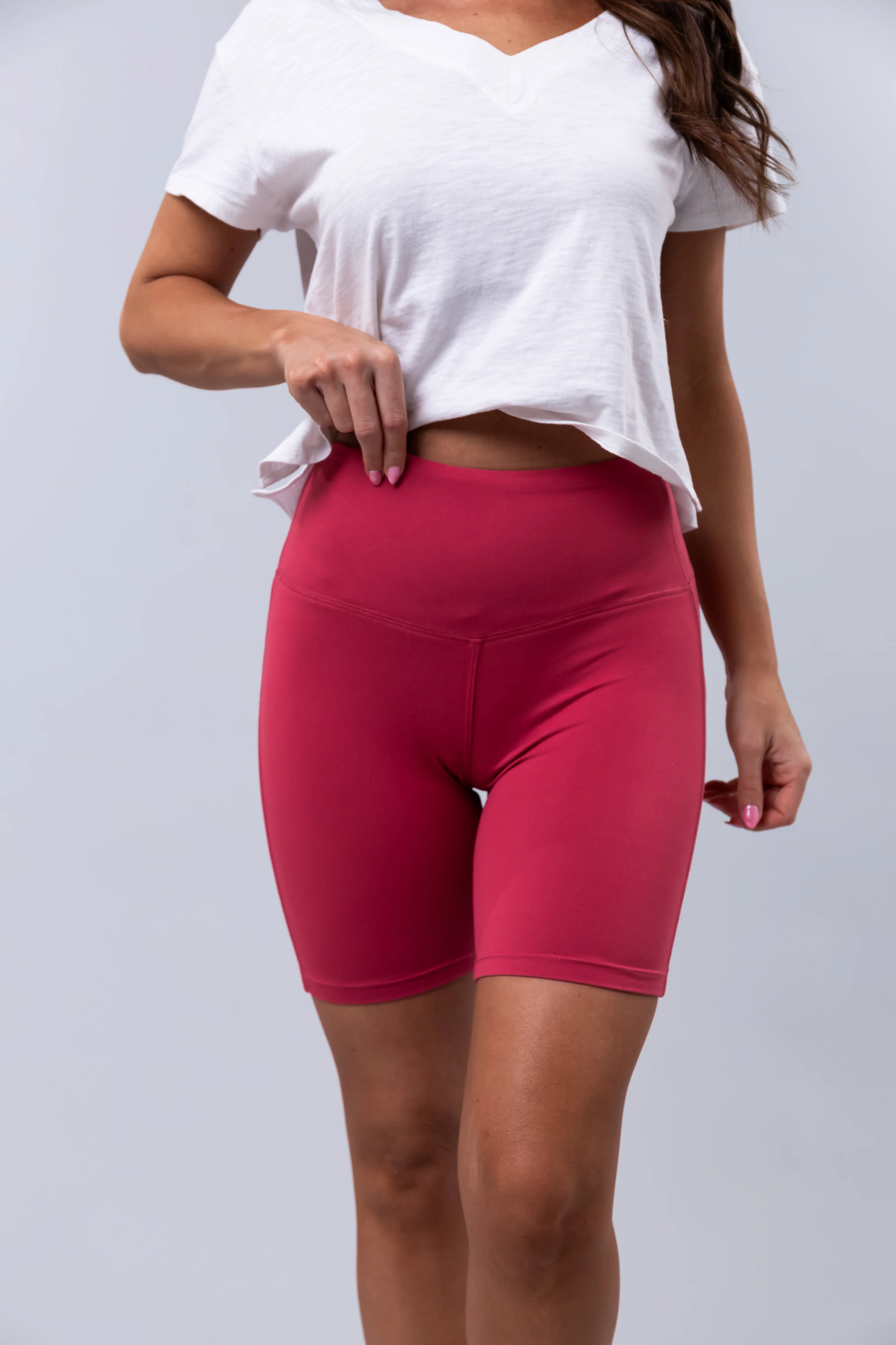 Berry Wide Waistband Biker Shorts - LD SALE