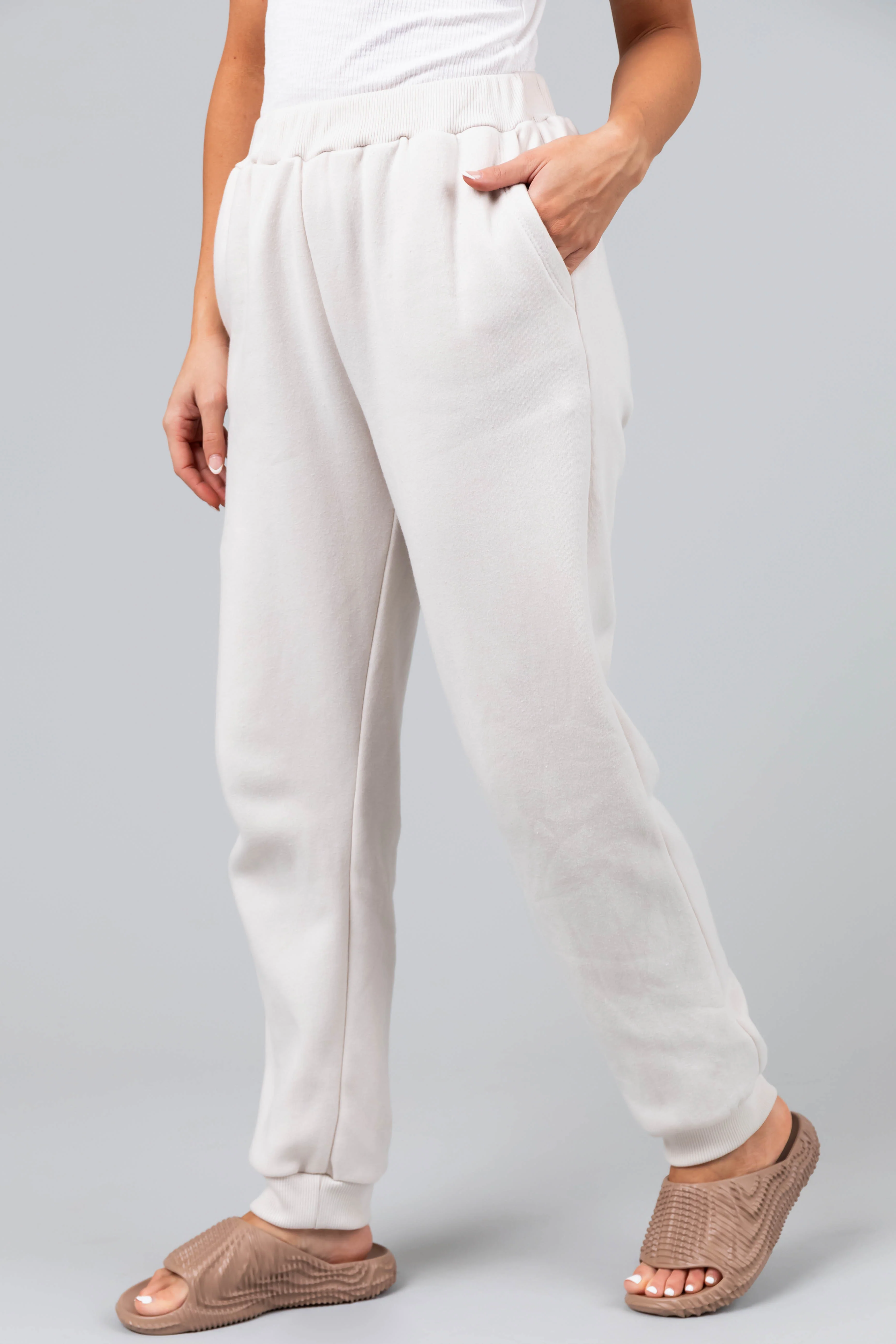 Vanilla Elastic Fleece Joggers - LD SALE