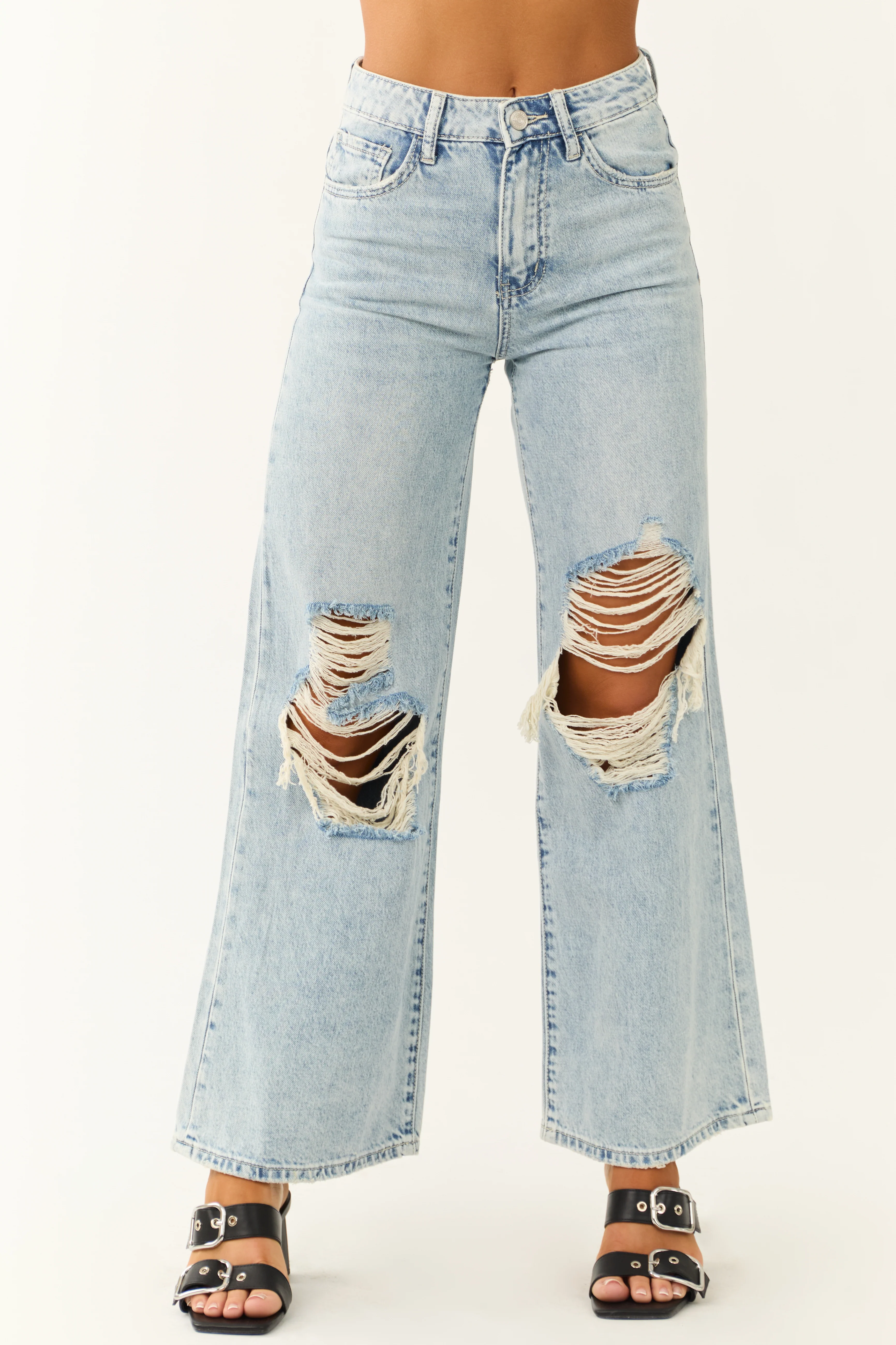Vervet Light Wash High Rise Wide Leg Jeans - LD SALE