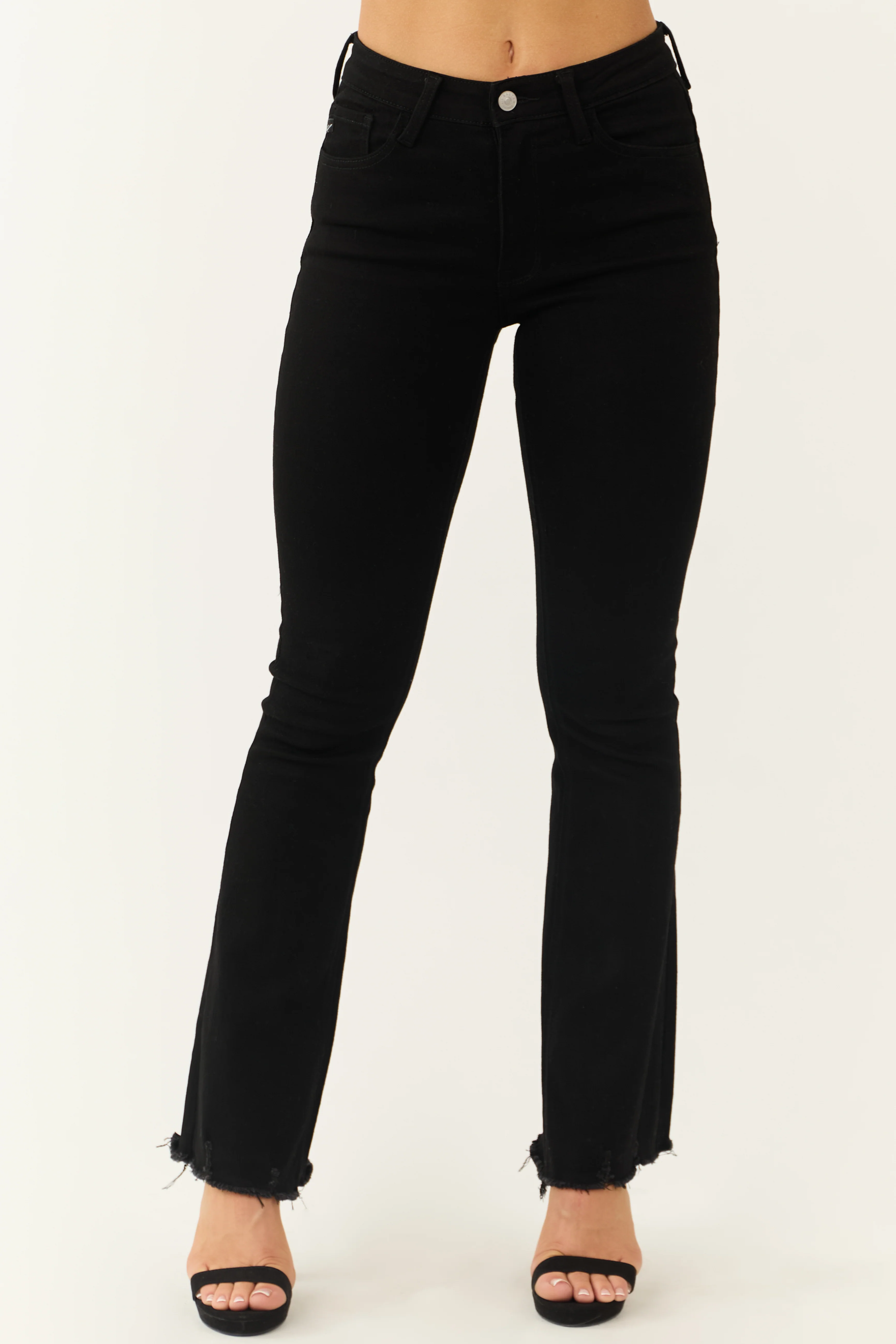 KanCan Black High Rise Raw Hem Bootcut Jeans - LD SALE
