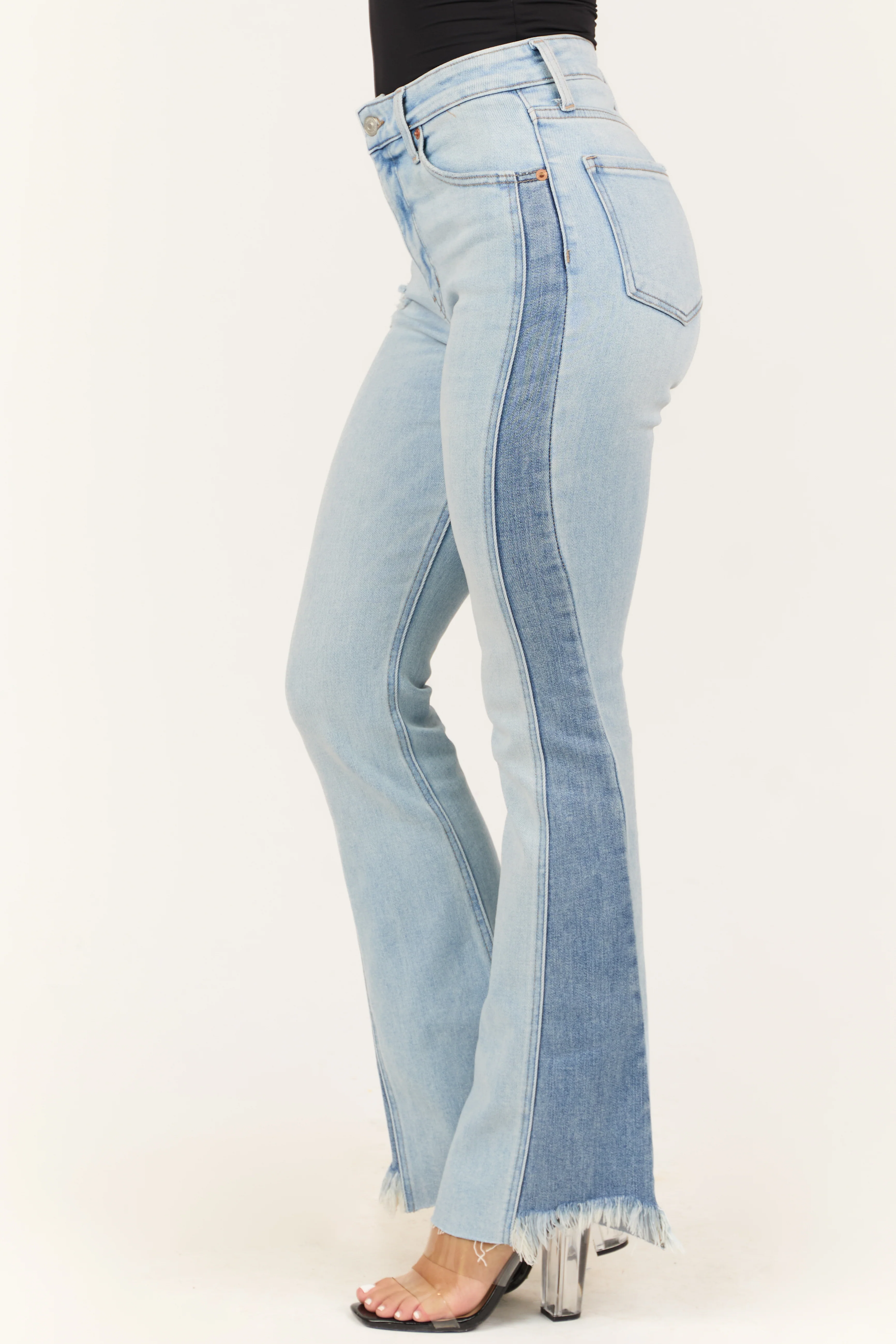 Artemis Light Wash High Rise Side Panel Bootcut Jeans - LD SALE