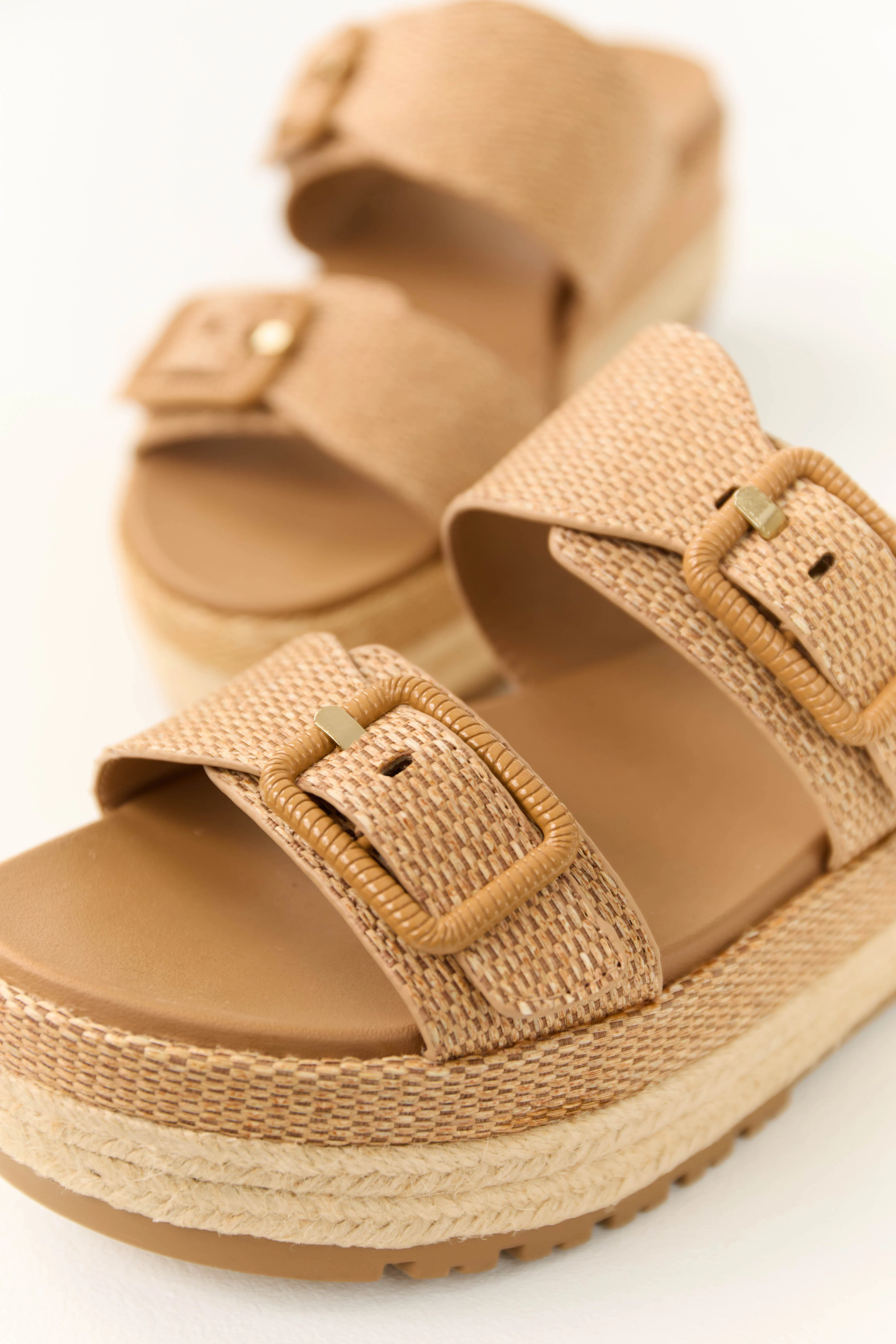 Sepia Woven Espadrille Platform Sandals - LD SALE