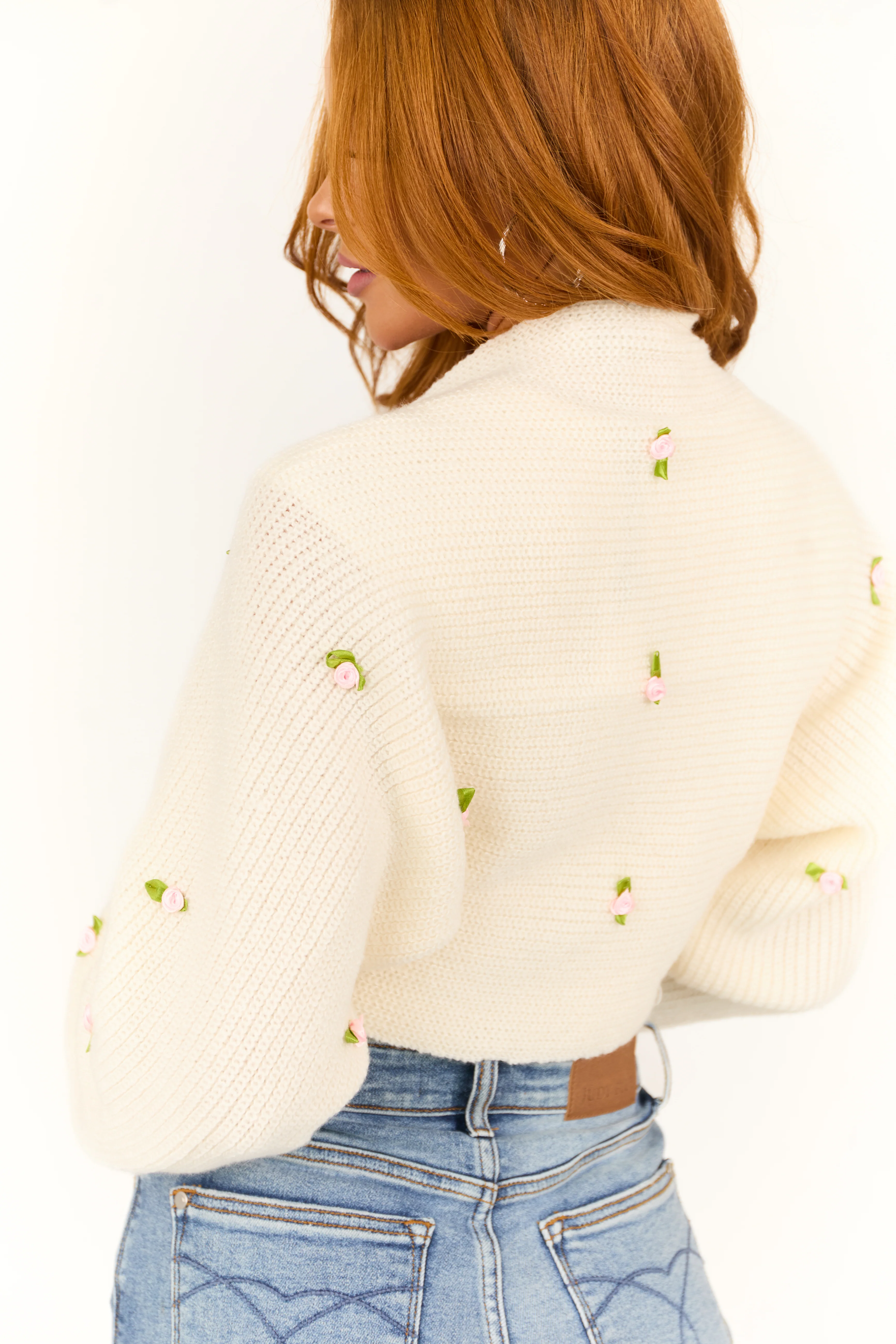 Cream Rosette Detail Bolero Shrug Cardigan - LD SALE