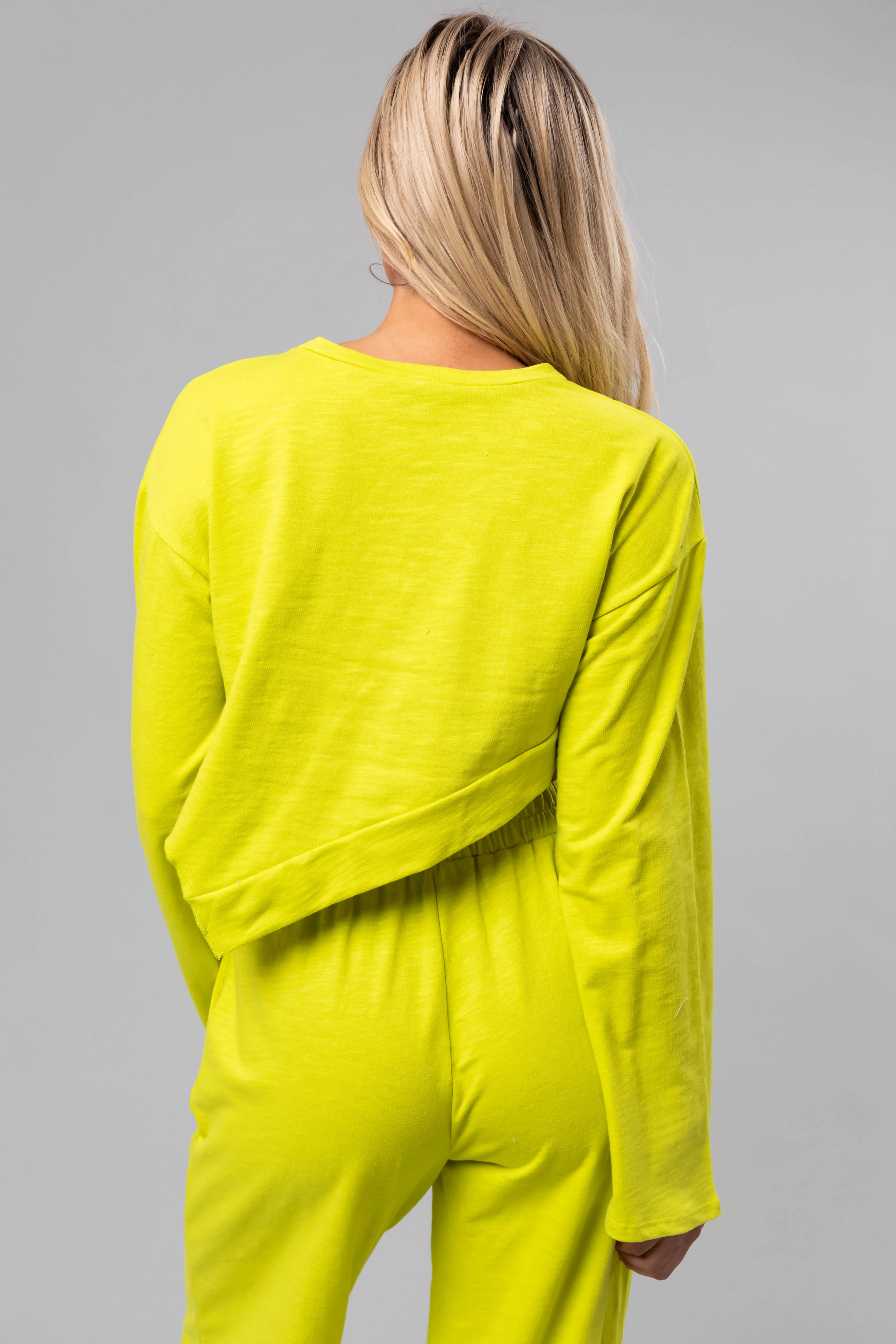 Lime Long Sleeve Top and Wide Leg Pants Set - LD SALE