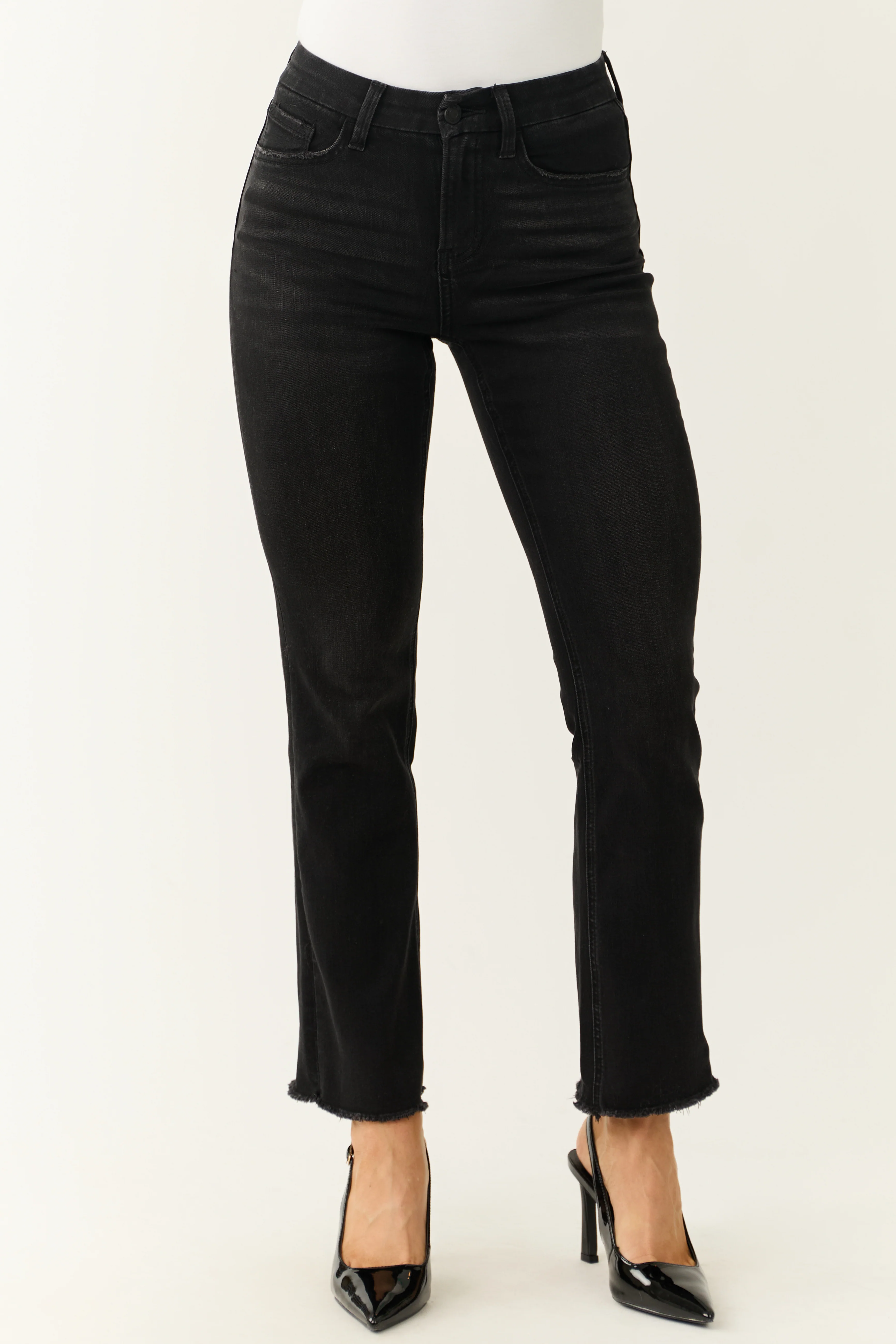 Vervet Black Slim Bootcut Raw Hem Jeans - LD SALE