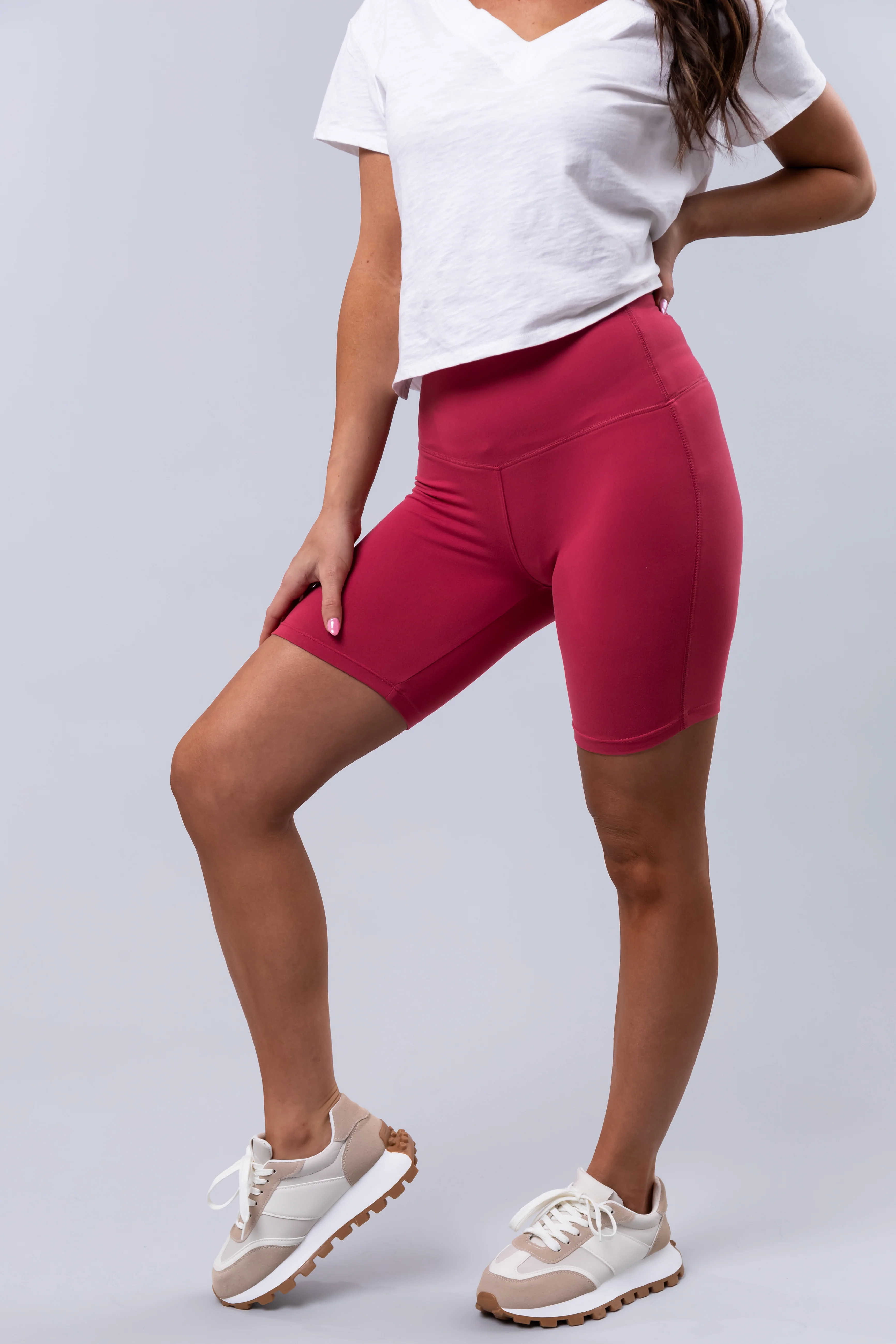 Berry Wide Waistband Biker Shorts - LD SALE