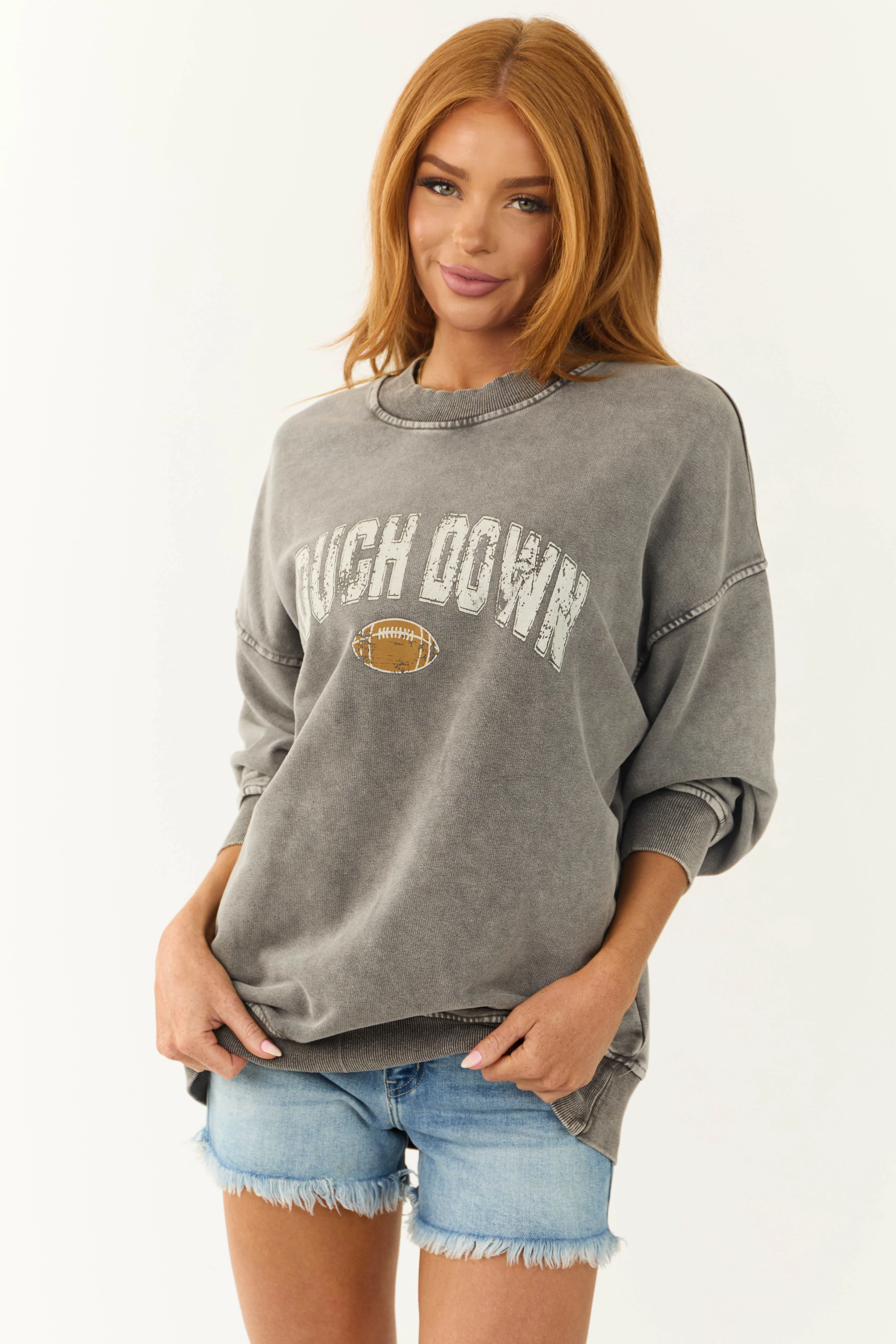 Stone 'Touch Down' Graphic Oversized Sweatshirt - LD SALE