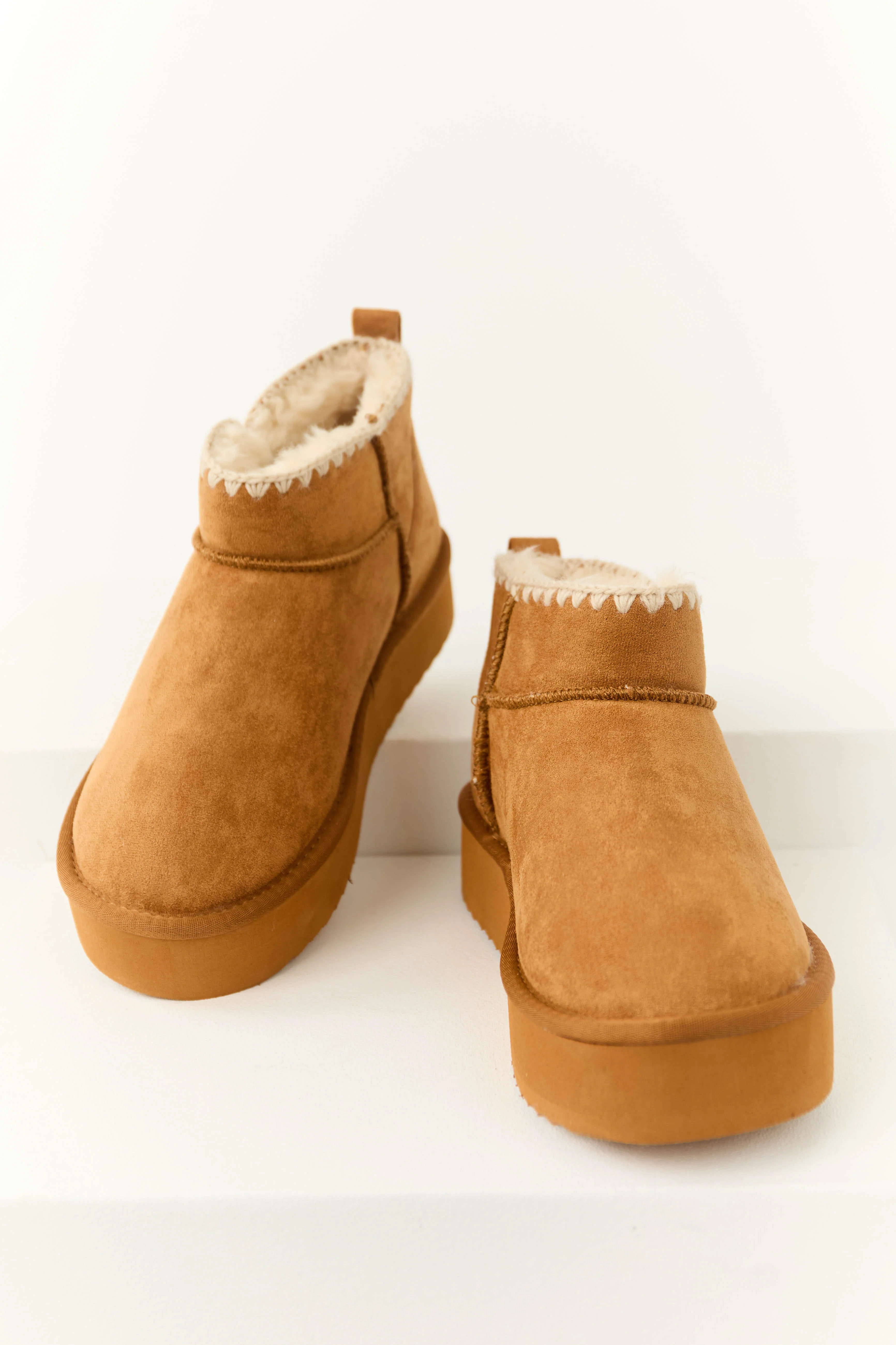 Brown Sugar Suede Platform Ankle Boots - LD SALE