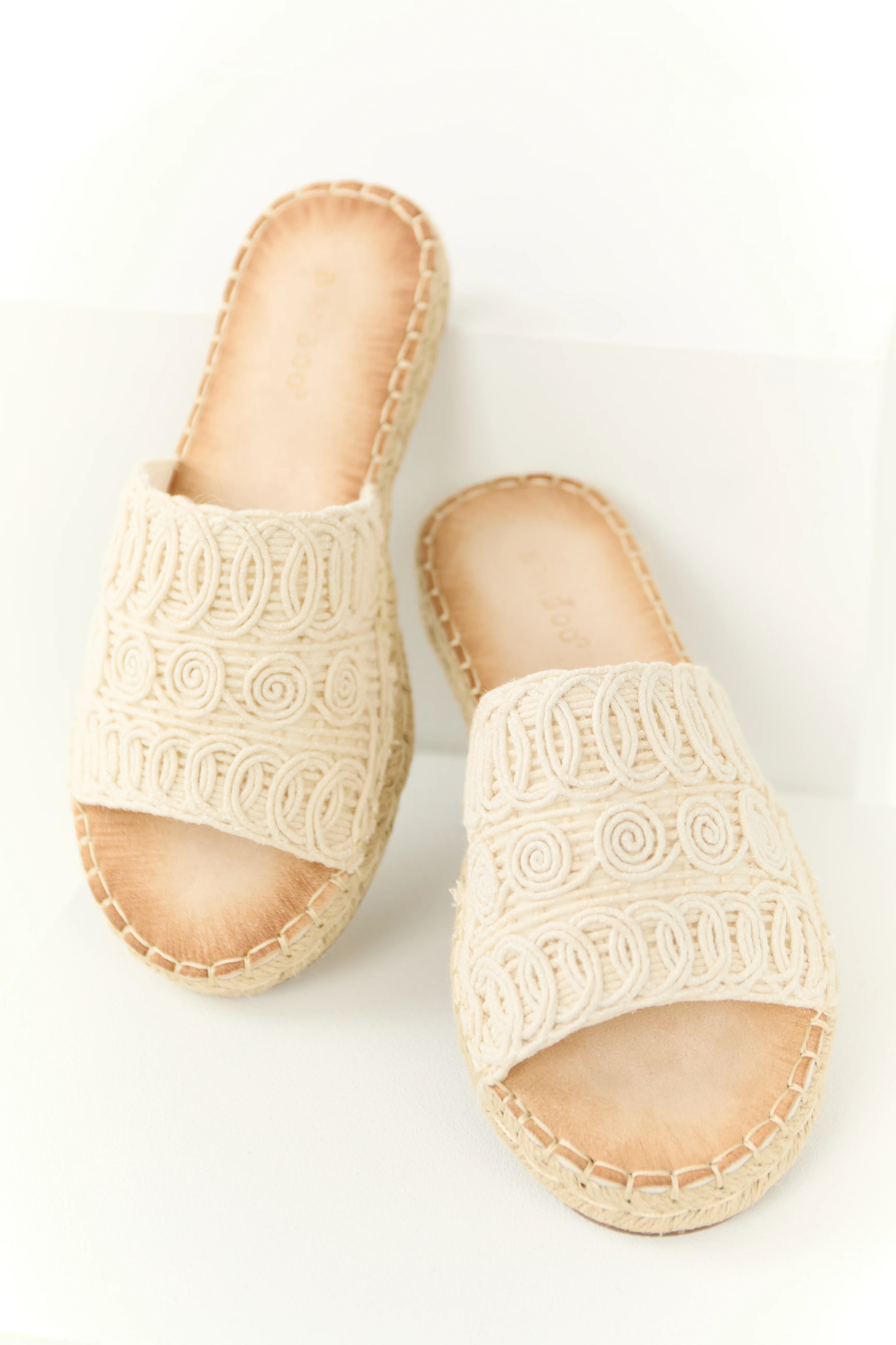 Vanilla Woven Lace Espadrille Slide On Sandals - LD SALE
