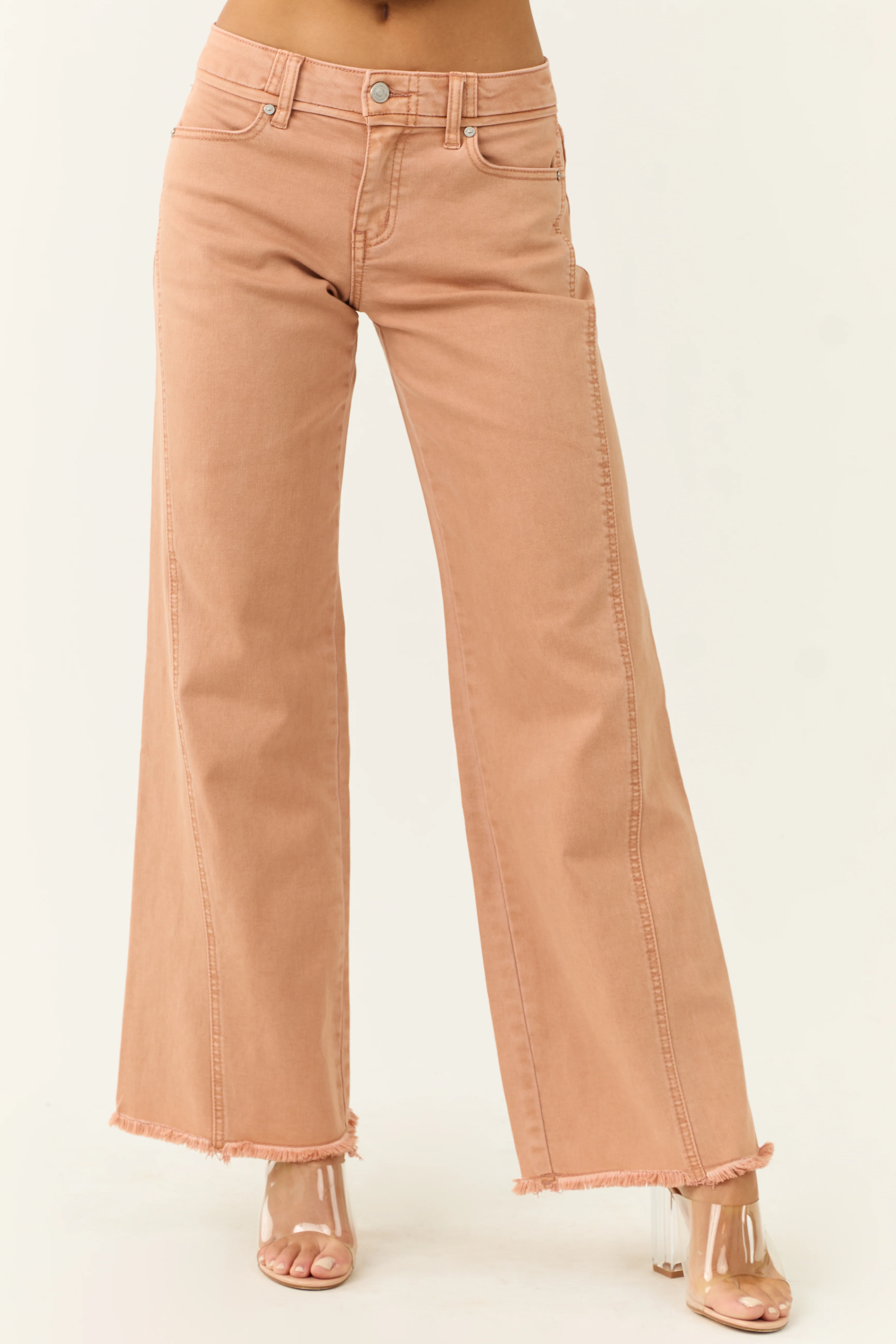 KanCan Apricot Wide Leg Frayed Hem Jeans - LD SALE