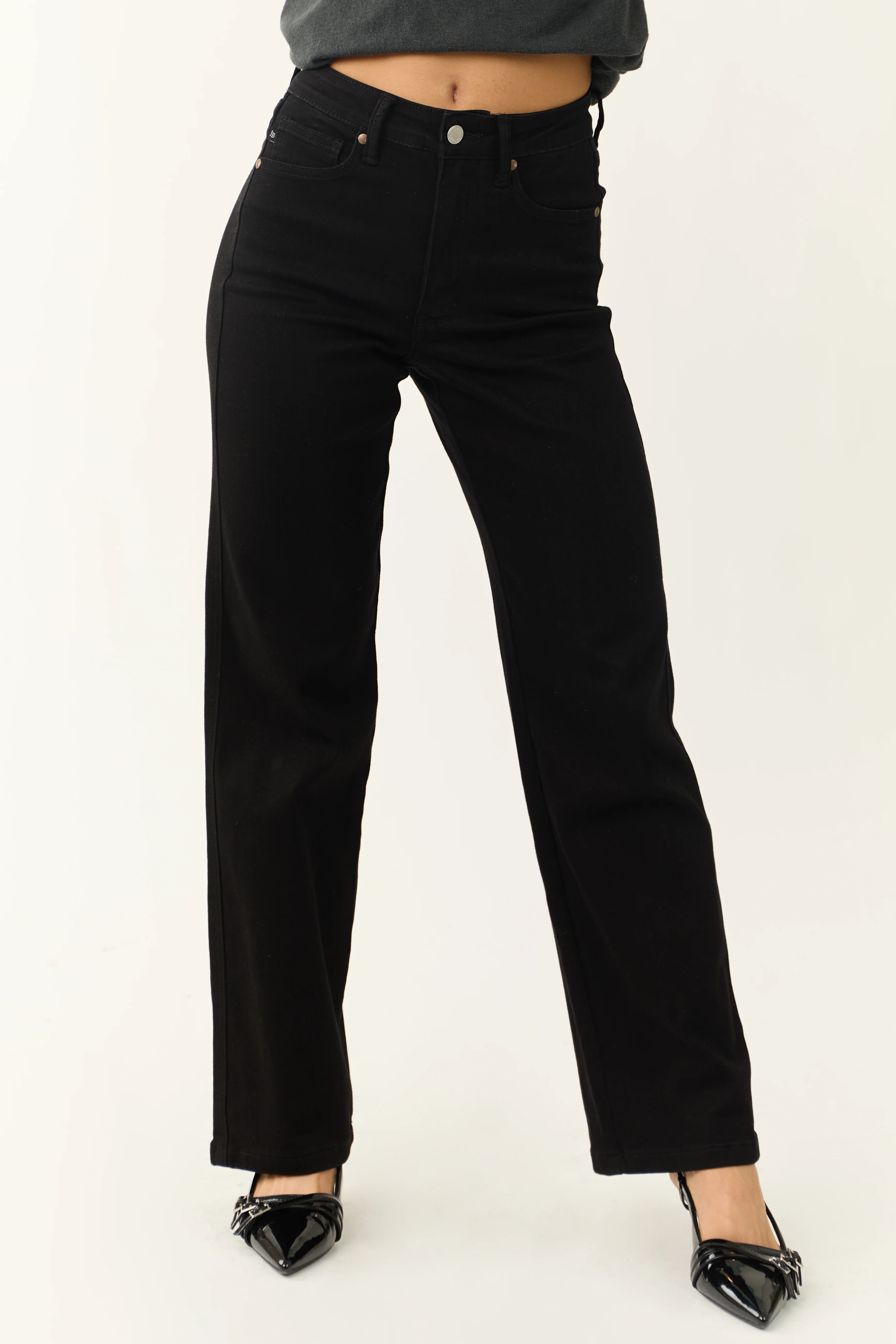 Judy Blue Black Tummy Control Straight Jeans - LD SALE