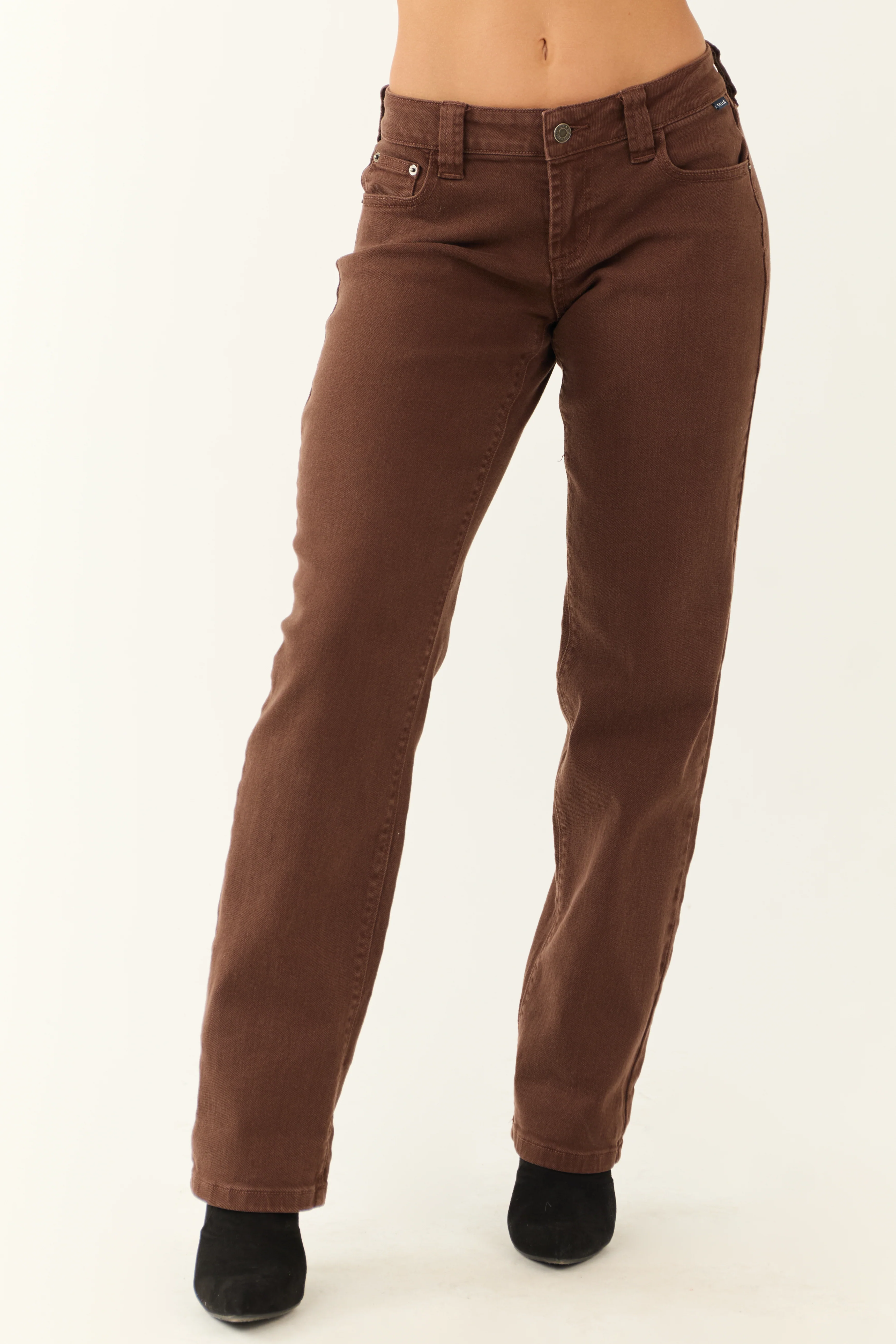 Cello Chocolate Mid Rise Relaxed Straight Leg Jeans - LD SALE